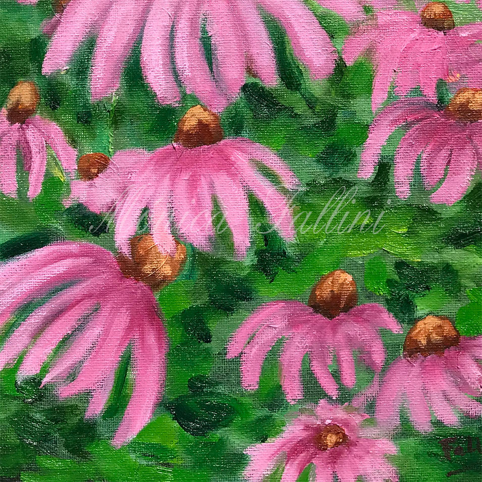 Painting titled 'Evening in the garden' by Monica Fallini