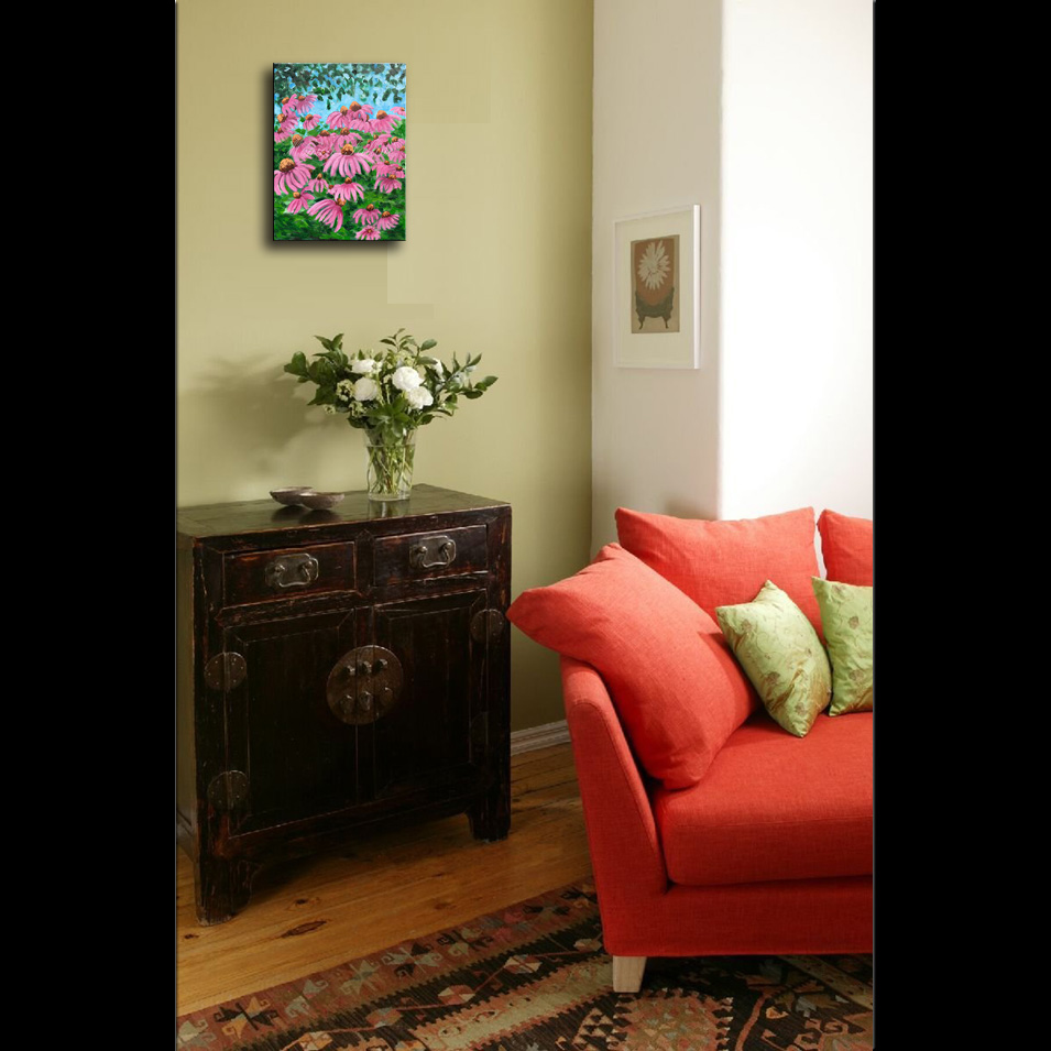 Painting titled 'Evening in the garden' by Monica Fallini
