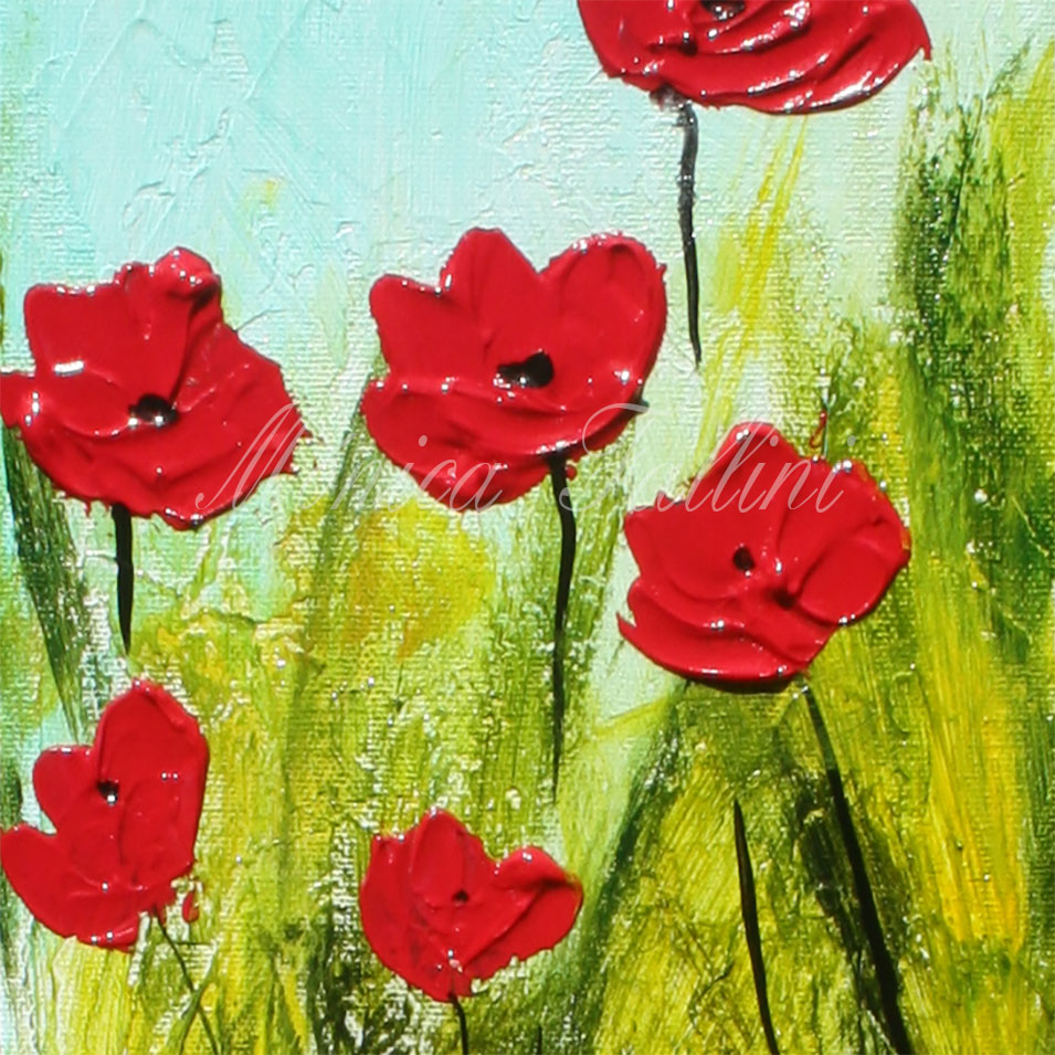 Painting titled 'Don't leave the Poppies' by Monica Fallini