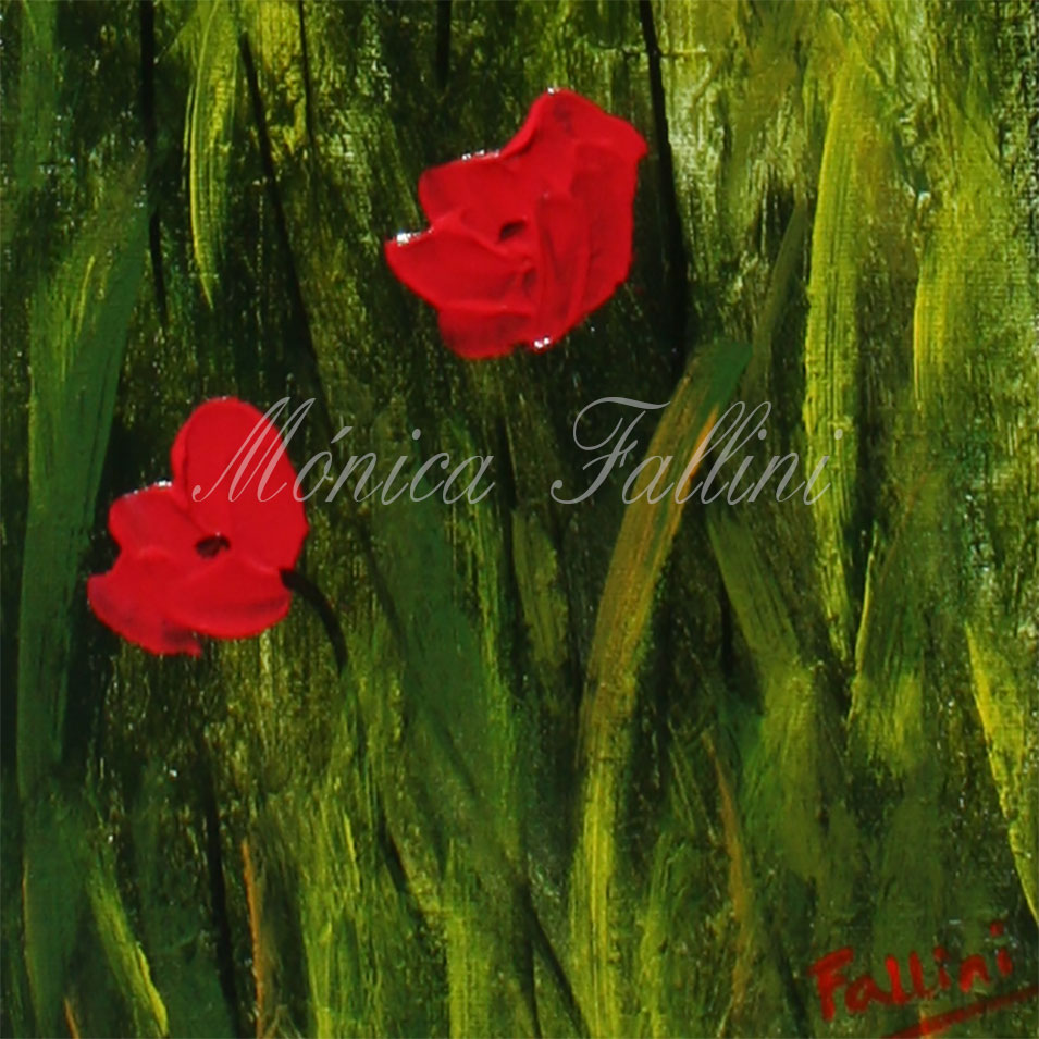 Painting titled 'Don't leave the Poppies' by Monica Fallini