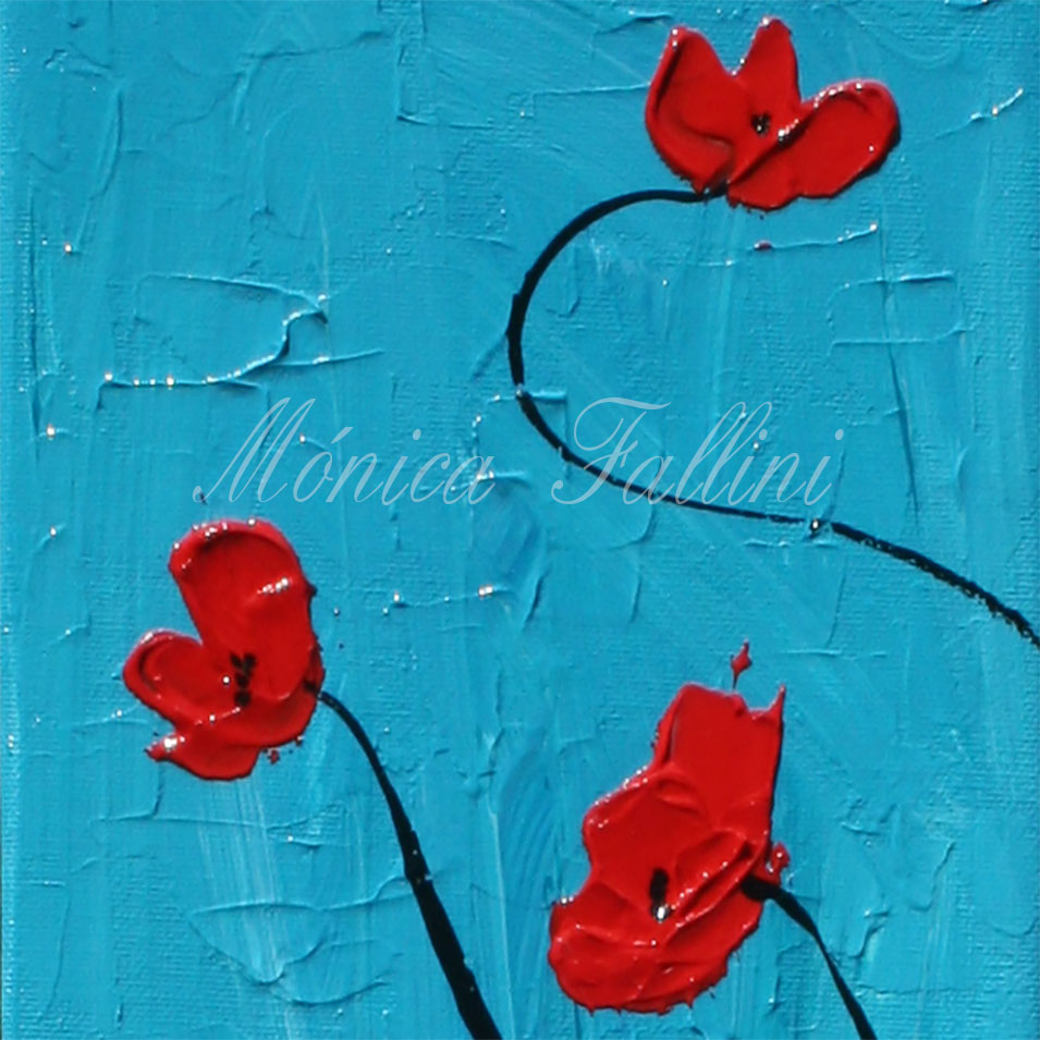 Painting titled 'Poppies in the wind' by Monica Fallini
