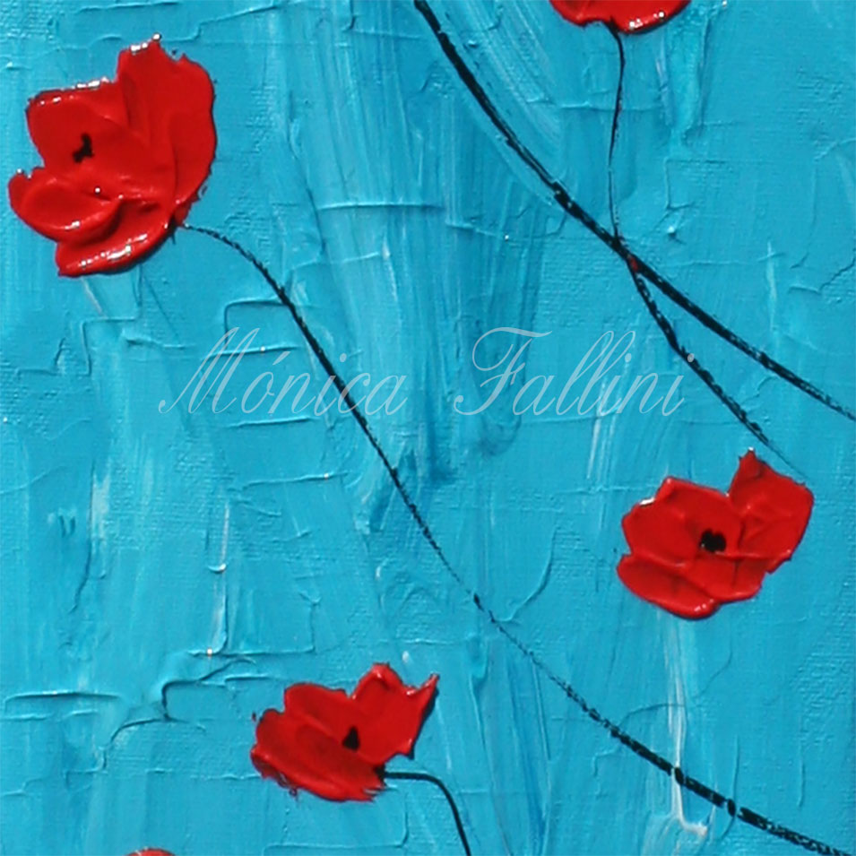Painting titled 'Poppies in the wind' by Monica Fallini