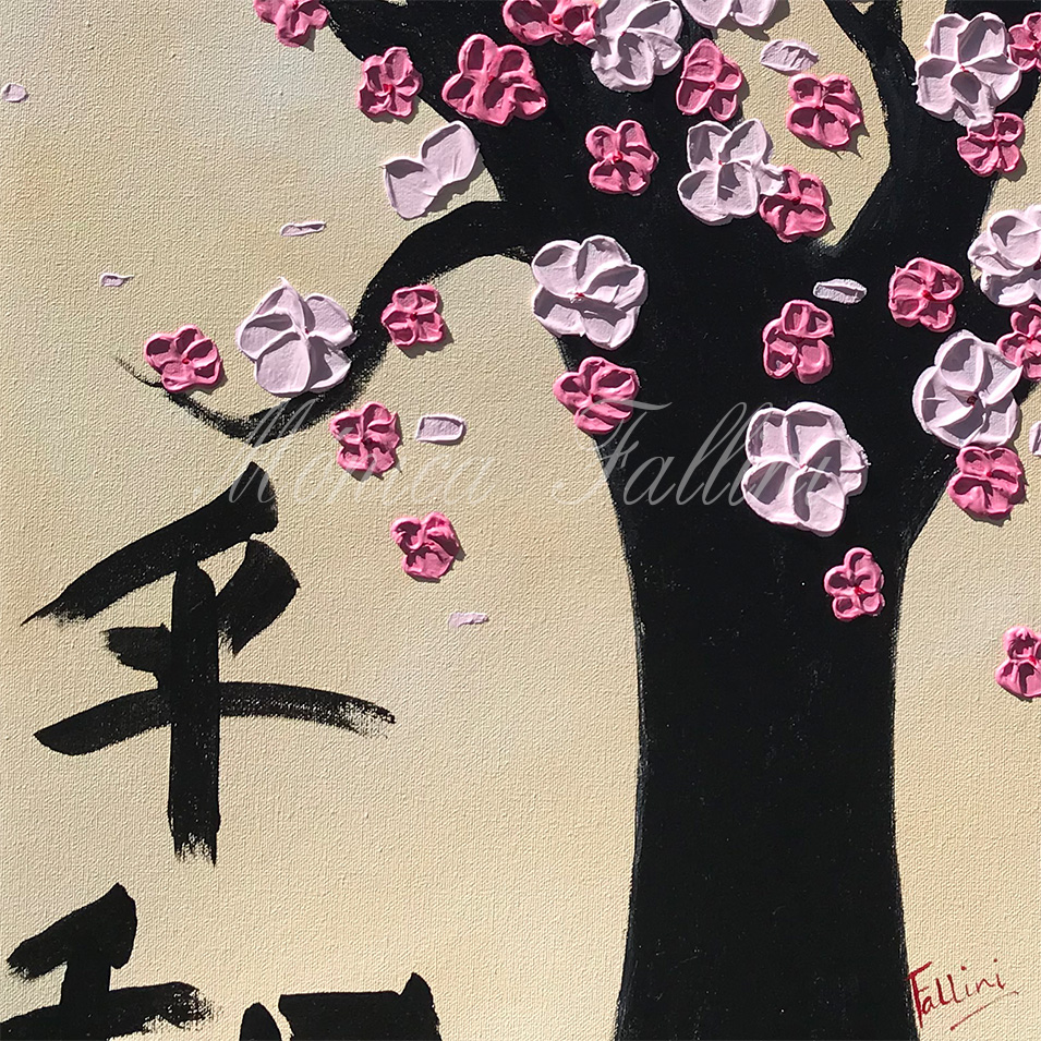 Painting titled 'Japanese Cherry blossom, peace #2' by Monica Fallini