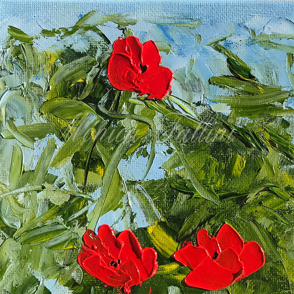 Painting titled 'Wild garden of Poppies' by Monica Fallini