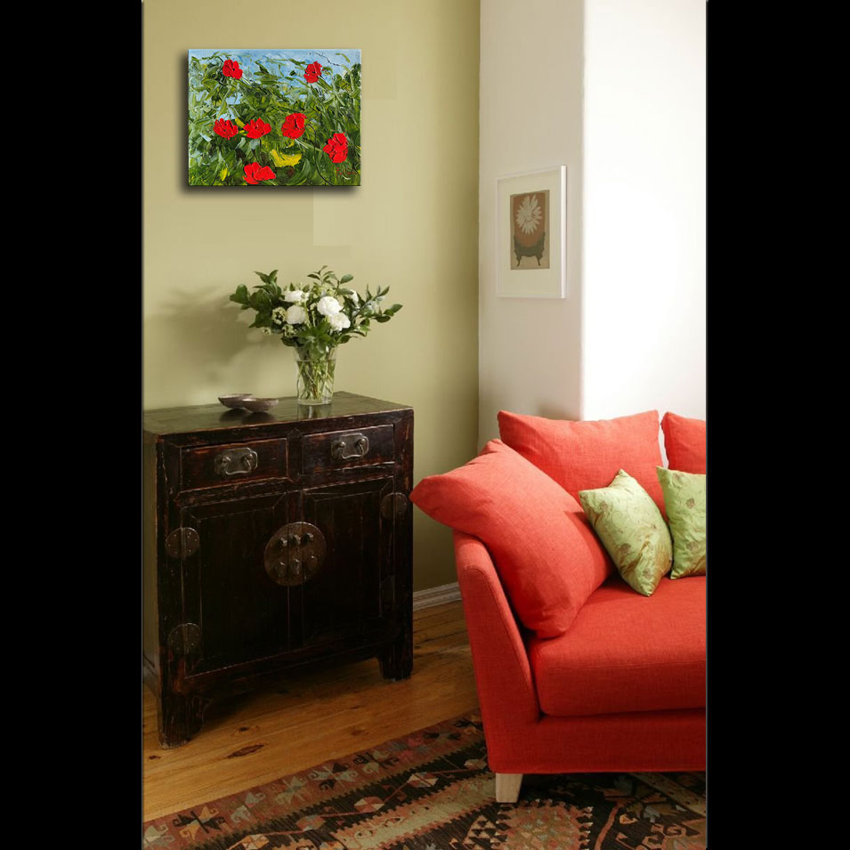 Painting titled 'Wild garden of Poppies' by Monica Fallini