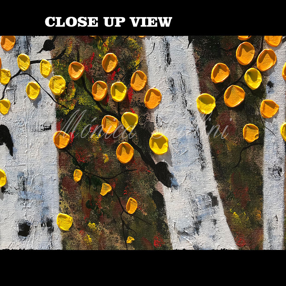 Painting titled 'Near the Aspen trees' by Monica Fallini