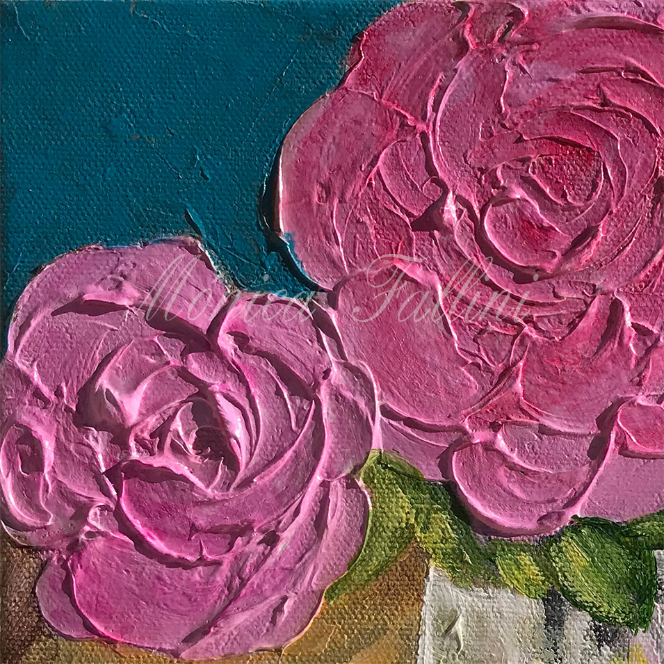 Painting titled 'Two Roses bouquet' by Monica Fallini
