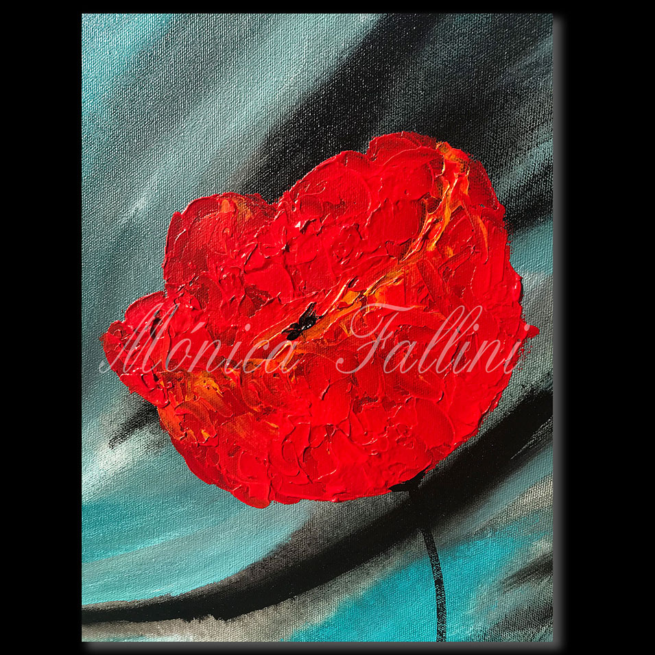 Painting titled 'The path of the Poppies' by Monica Fallini