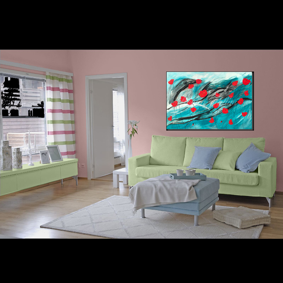 Painting titled 'The path of the Poppies' by Monica Fallini