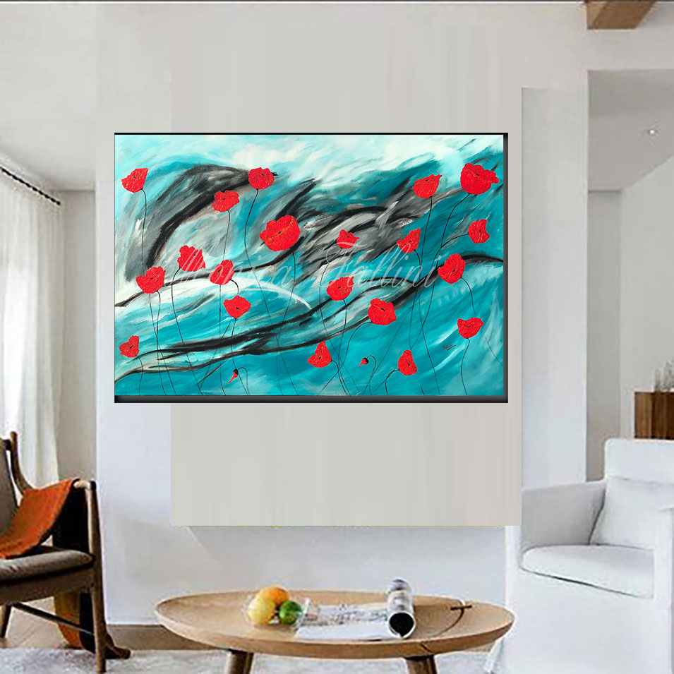 Painting titled 'The path of the Poppies' by Monica Fallini