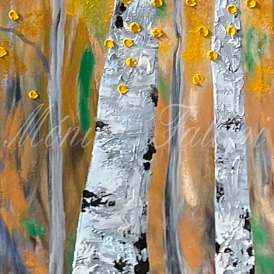 Painting titled 'In the Aspen forest' by Monica Fallini