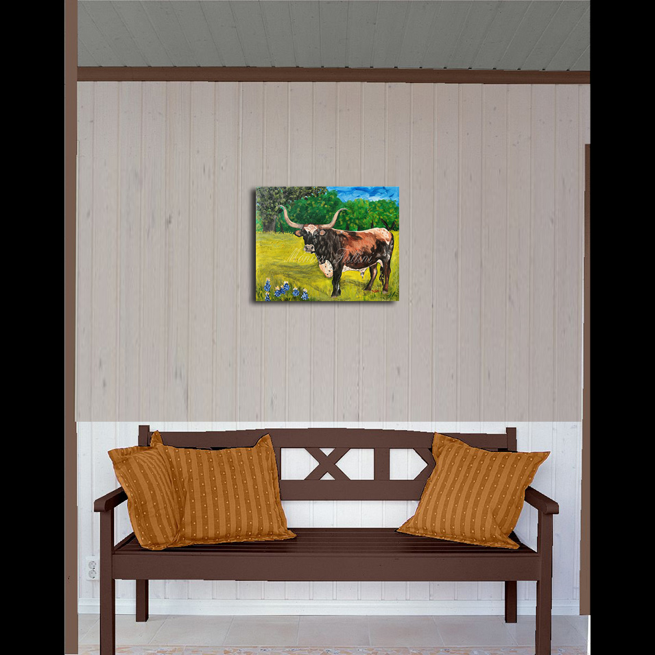 Painting titled 'Texas Longhorn' by Monica Fallini