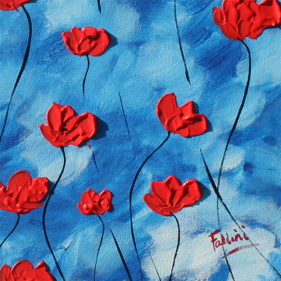 Painting titled 'Rising up to the blue sky' by Monica Fallini