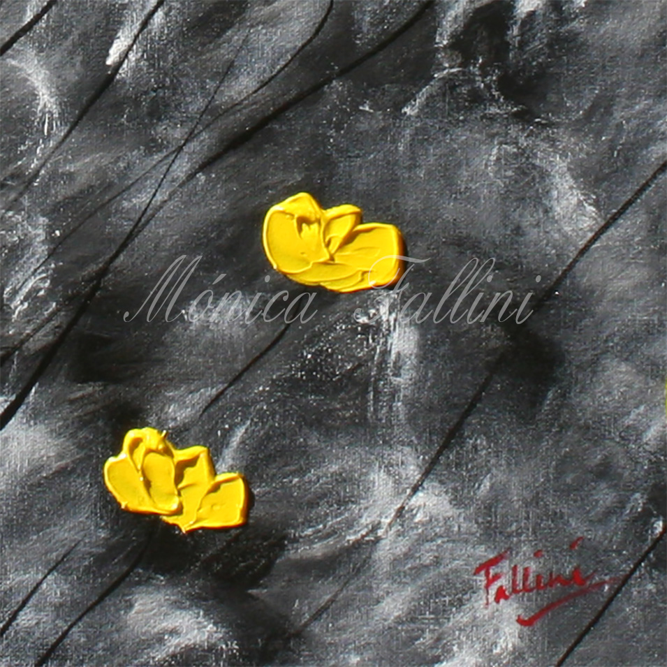 Painting titled 'Windy nights in the garden' by Monica Fallini