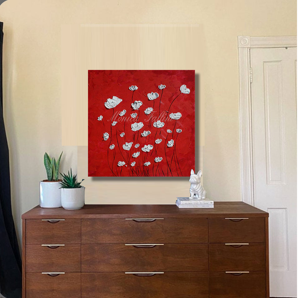Painting titled 'Dancing Poppies' by Monica Fallini