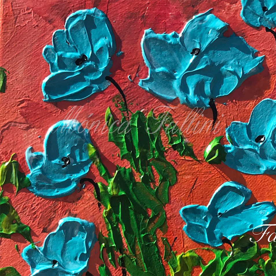 Painting titled 'Poppies in a group' by Monica Fallini