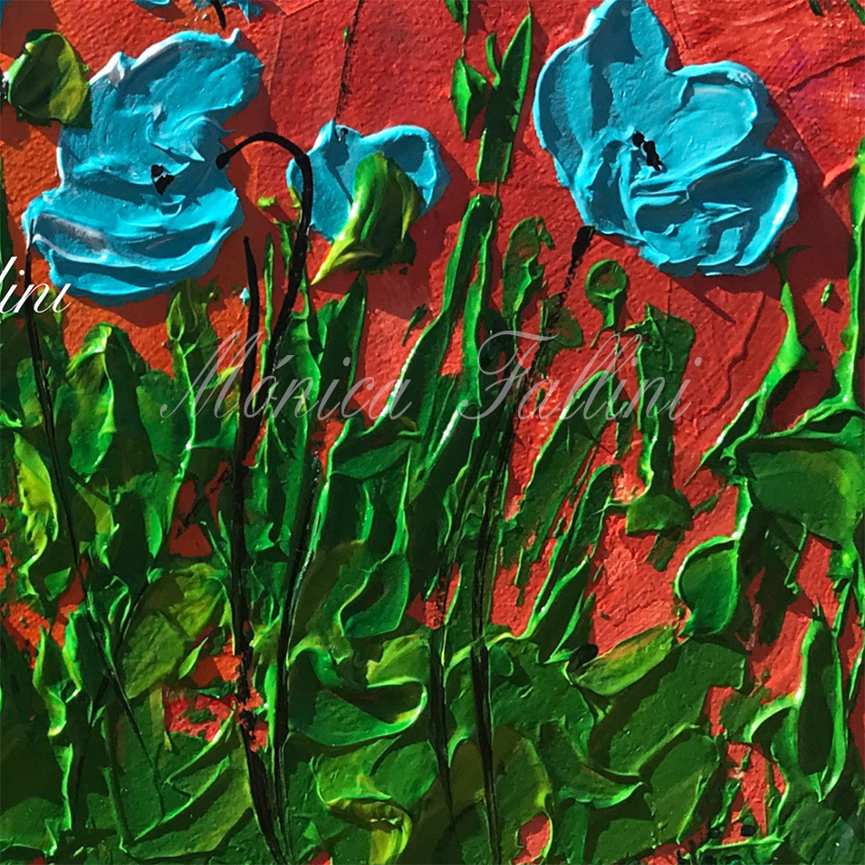 Painting titled 'Poppies in a group' by Monica Fallini