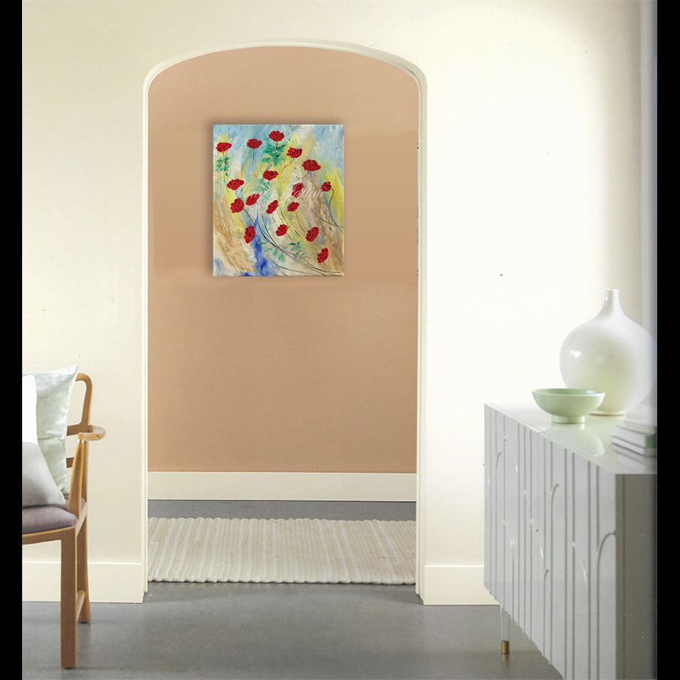 Painting titled 'Poppies in cold lands' by Monica Fallini