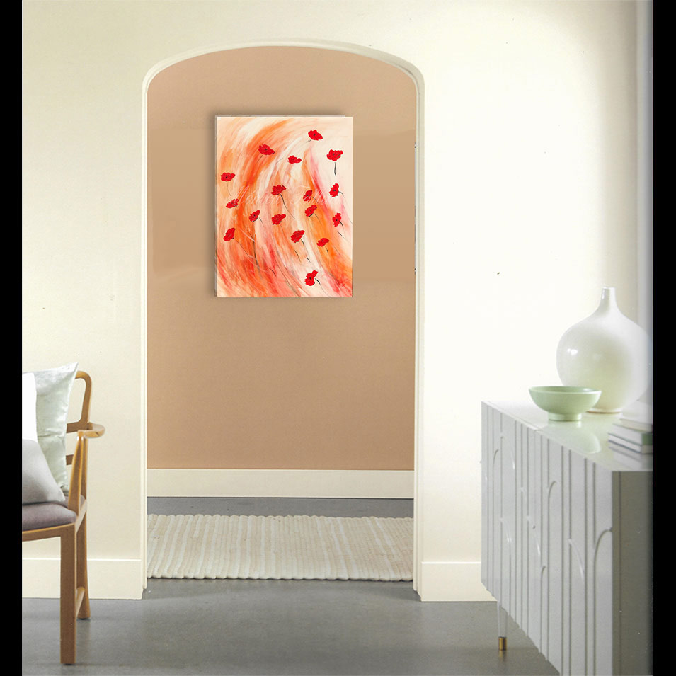 Painting titled 'Poppies in the Summer storm #2' by Monica Fallini
