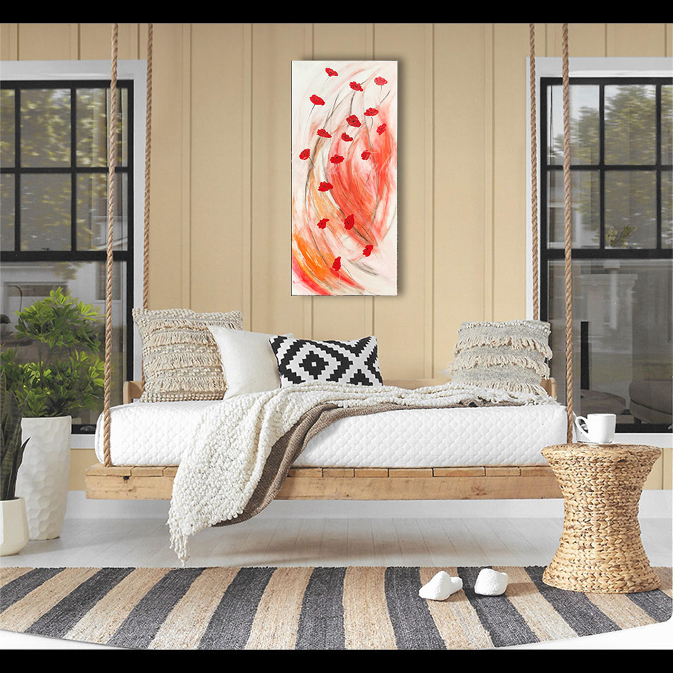 Painting titled 'Poppies in the Summer storm #1' by Monica Fallini