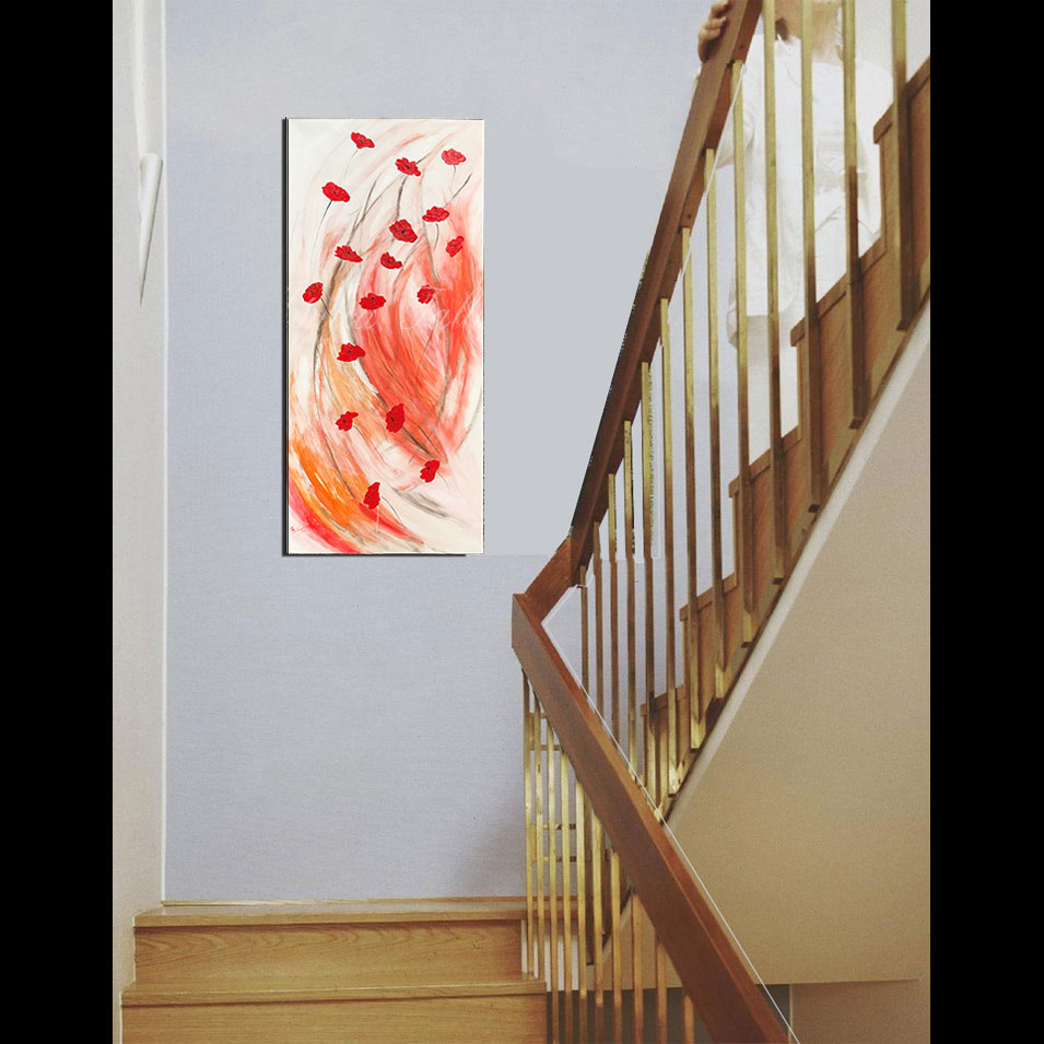 Painting titled 'Poppies in the Summer storm #1' by Monica Fallini