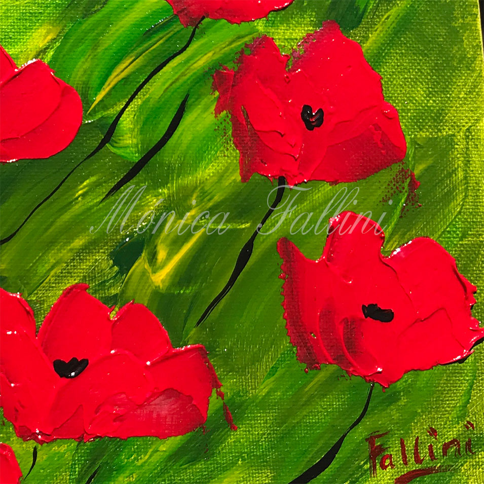 Painting titled 'Poppies swaying in the wind' by Monica Fallini