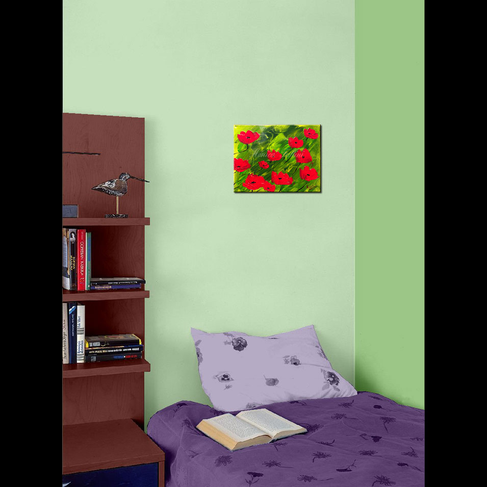 Painting titled 'Poppies swaying in the wind' by Monica Fallini