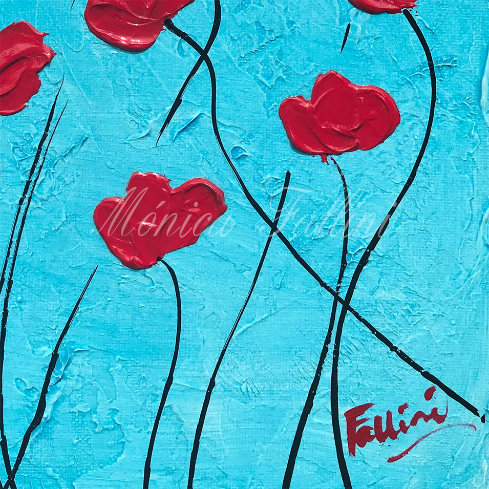 Painting titled 'Poppies in Spring' by Monica Fallini