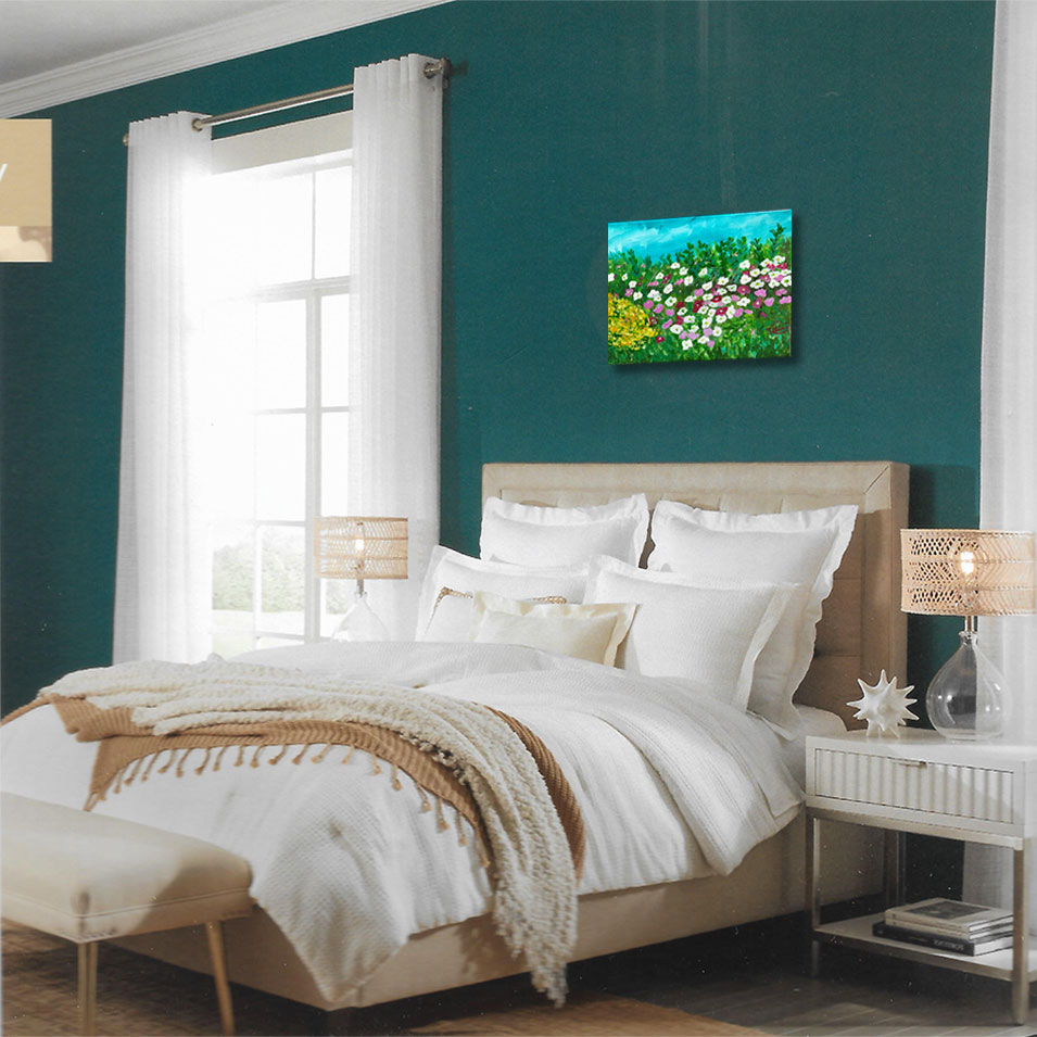 Painting titled 'Wild flowers' garden' by Monica Fallini