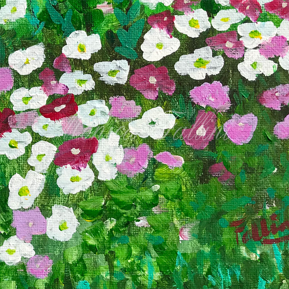 Painting titled 'Wild flowers' garden' by Monica Fallini