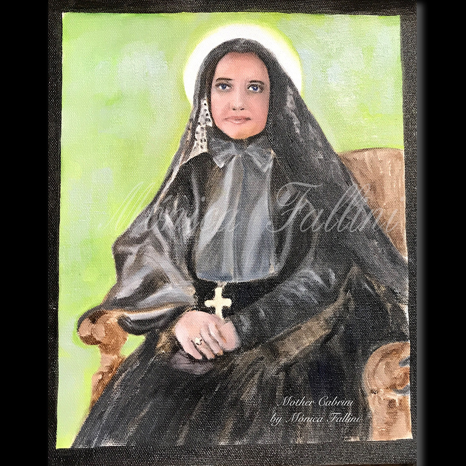 Painting titled 'Mother Cabrini. (First study).' by Monica Fallini