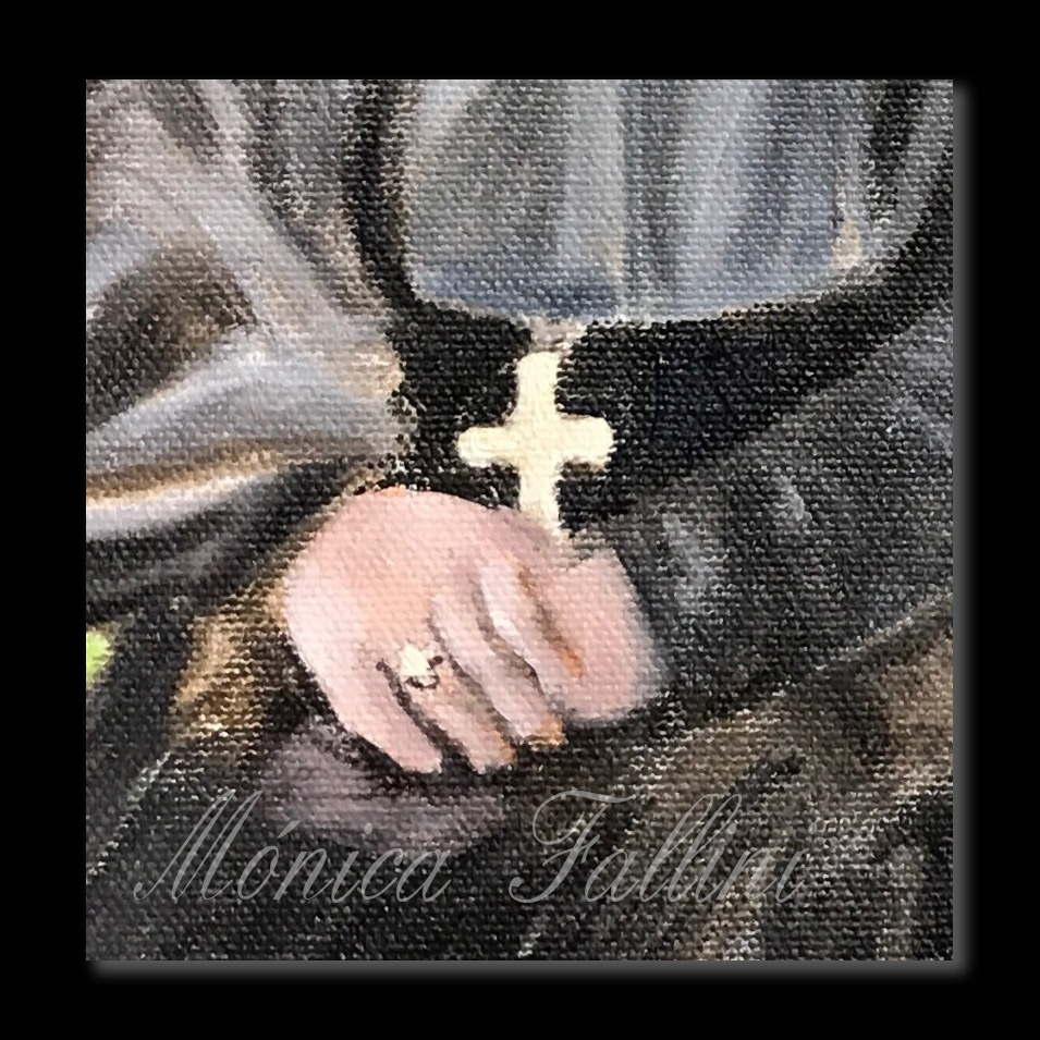 Painting titled 'Mother Cabrini. (First study).' by Monica Fallini