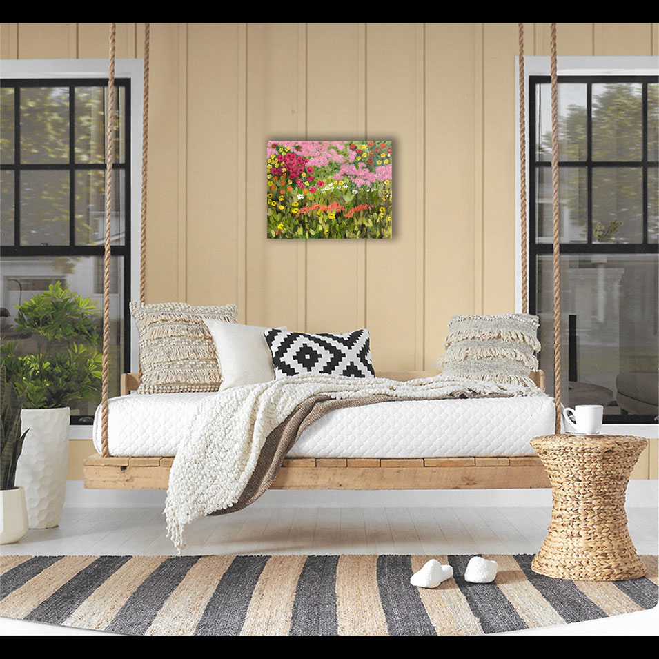 Painting titled 'Memories of Grandmother's garden.' by Monica Fallini