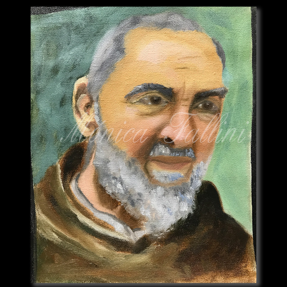Painting titled 'St. Padre Pio, first study.' by Monica Fallini