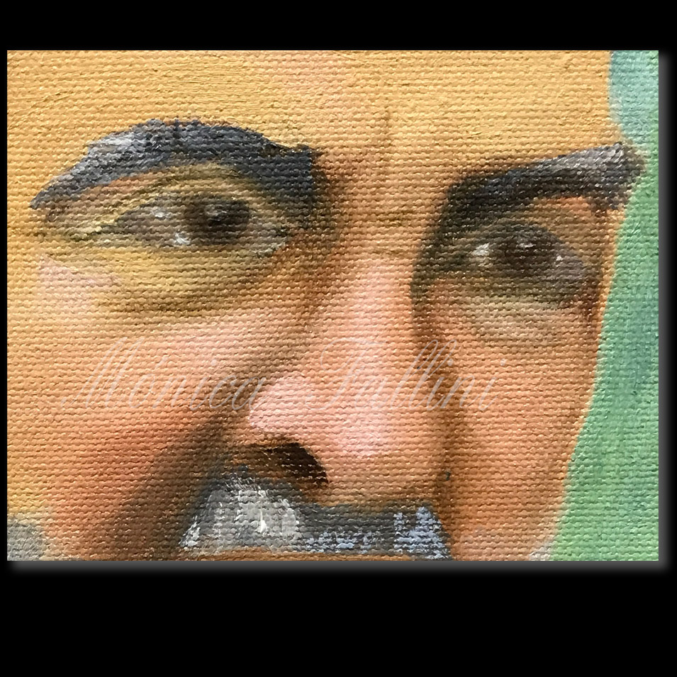 Painting titled 'St. Padre Pio, first study.' by Monica Fallini