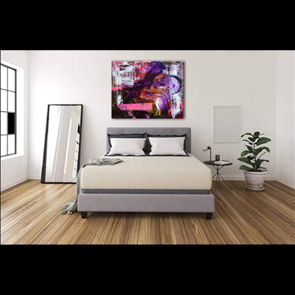 Painting titled 'In the alley at night' by Monica Fallini