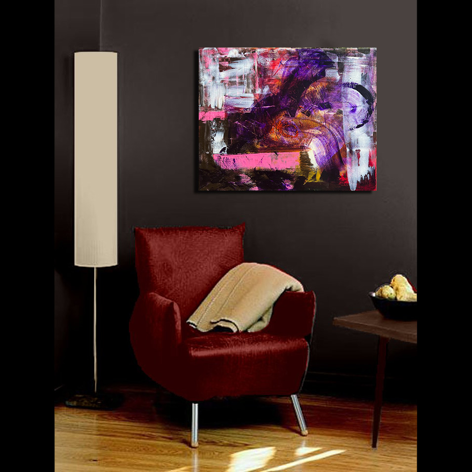 Painting titled 'In the alley at night' by Monica Fallini