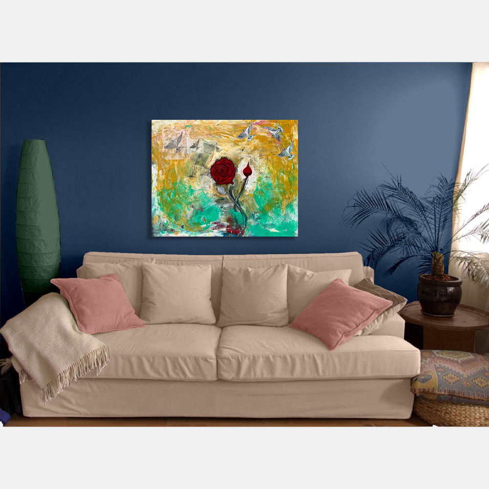 Painting titled 'Donde vuelan las Golondrinas.' by Monica Fallini
