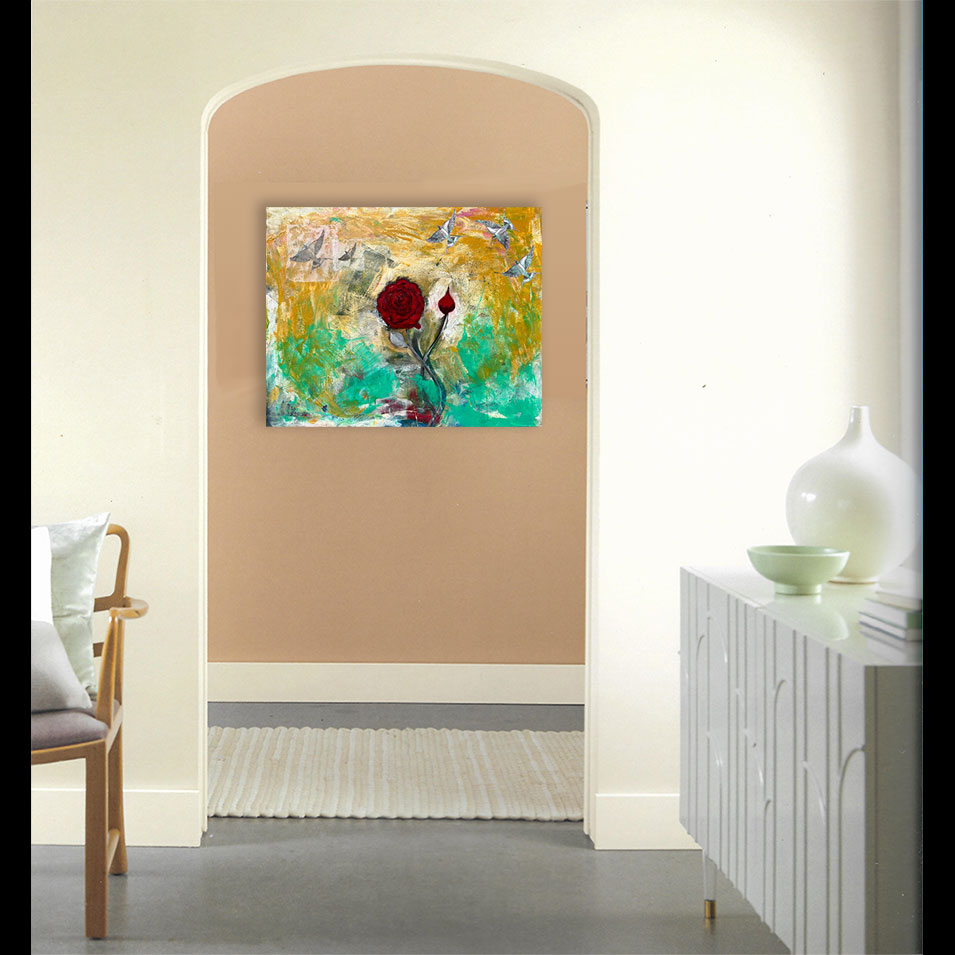 Painting titled 'Donde vuelan las Golondrinas.' by Monica Fallini