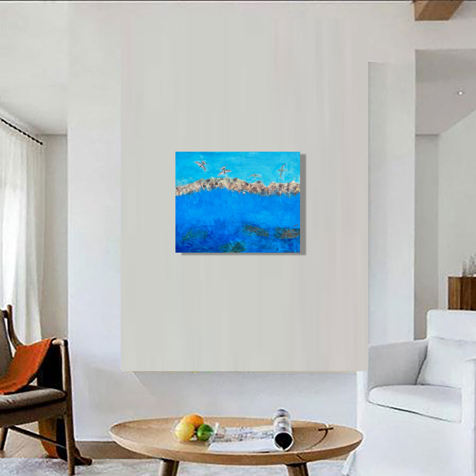 Painting titled 'Golondrinas en la tempestad.' by Monica Fallini
