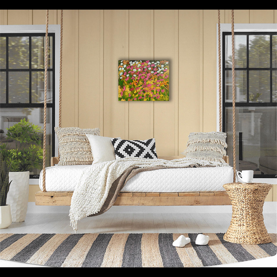 Painting titled 'A view of the garden.' by Monica Fallini