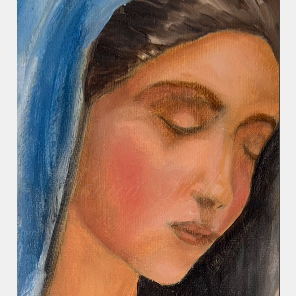 Painting titled 'Our Lady, first study.' by Monica Fallini