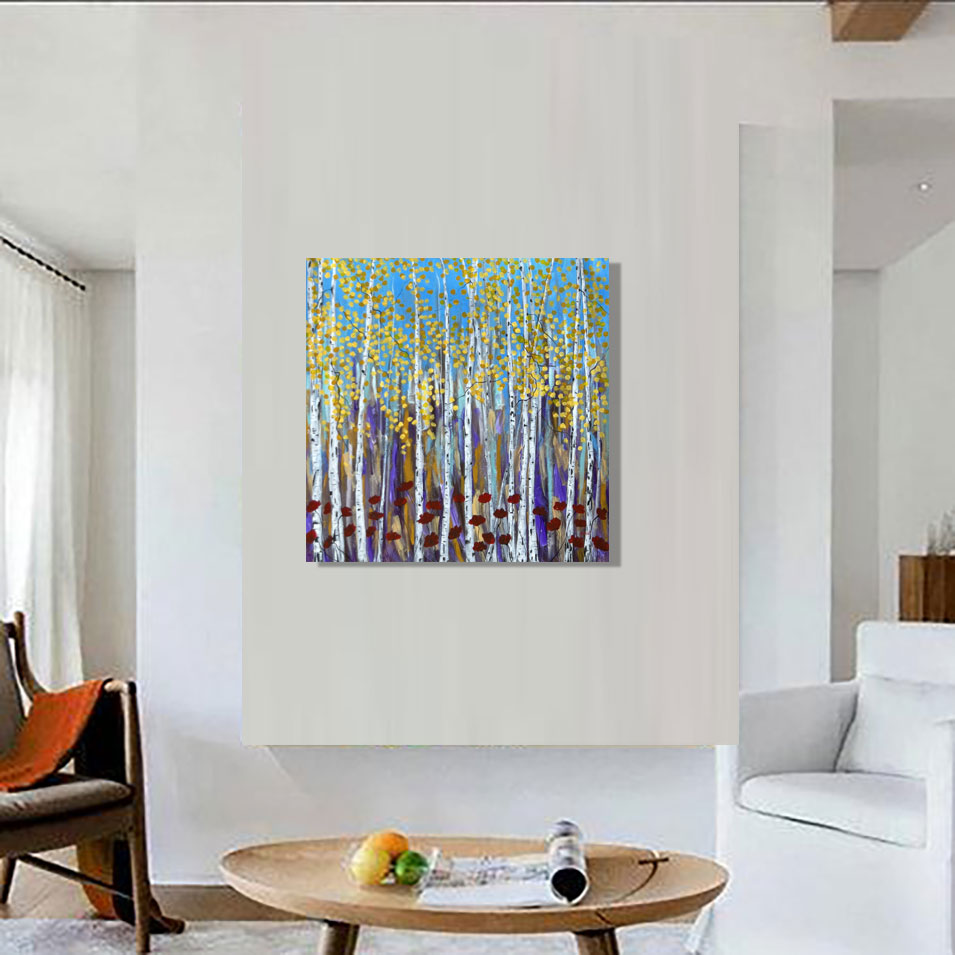 Painting titled 'Dancing Poppies in the forest.' by Monica Fallini
