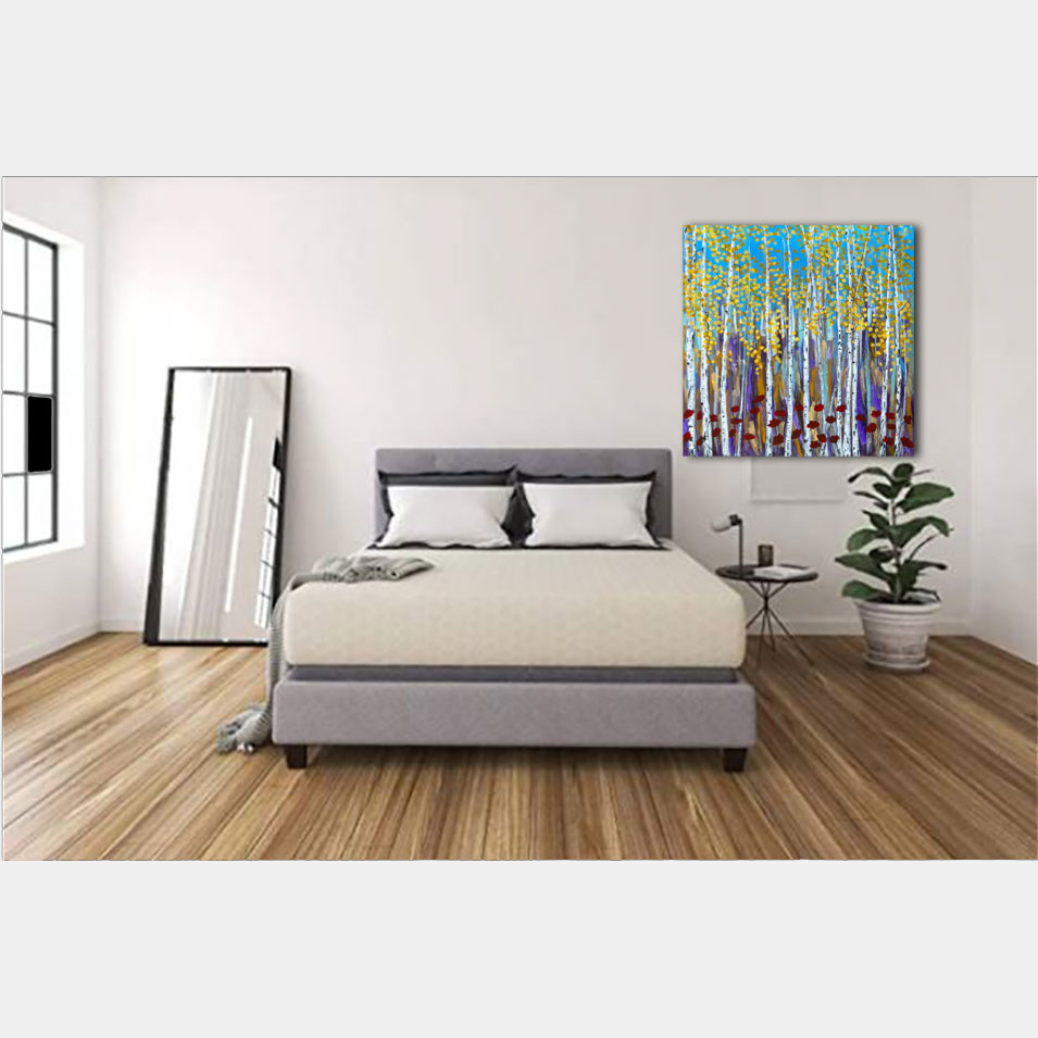Painting titled 'Dancing Poppies in the forest.' by Monica Fallini