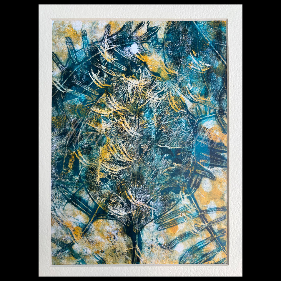 Painting titled 'Surrounded by leaves.' by Monica Fallini