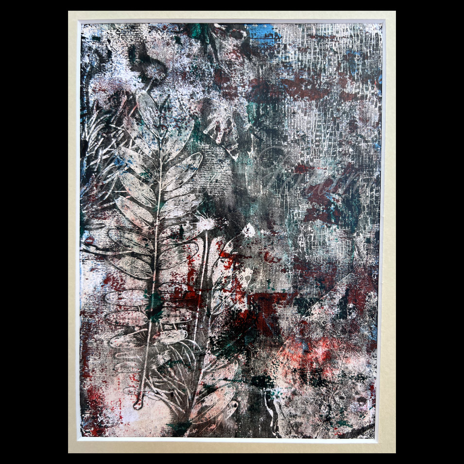 Painting titled 'Night falling in the garden.' by Monica Fallini