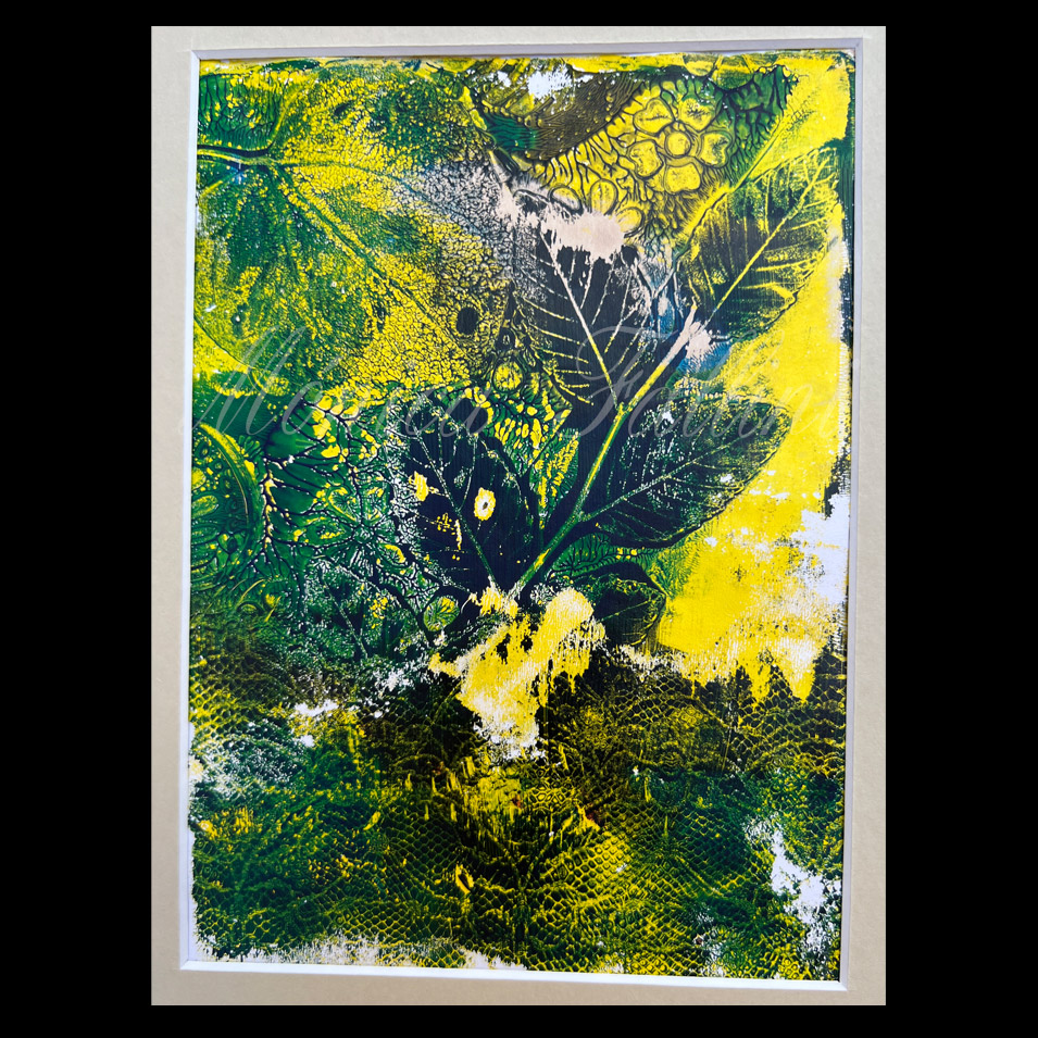 Painting titled 'Dew drops in the garden.' by Monica Fallini