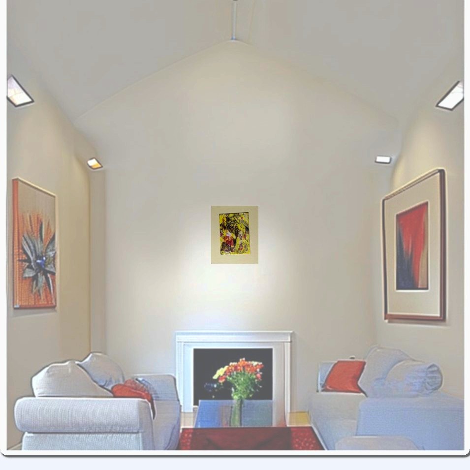 Painting titled 'Rainy day, behind the window.' by Monica Fallini