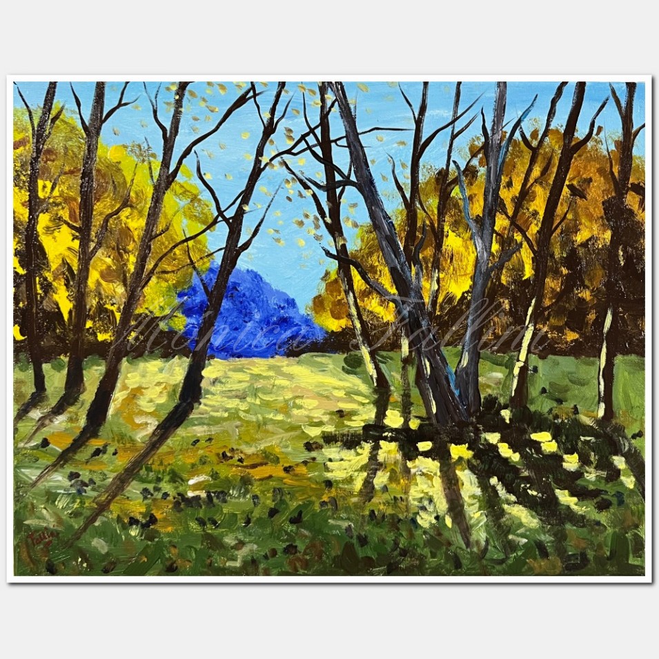 Painting titled 'In the woods, study.' by Monica Fallini