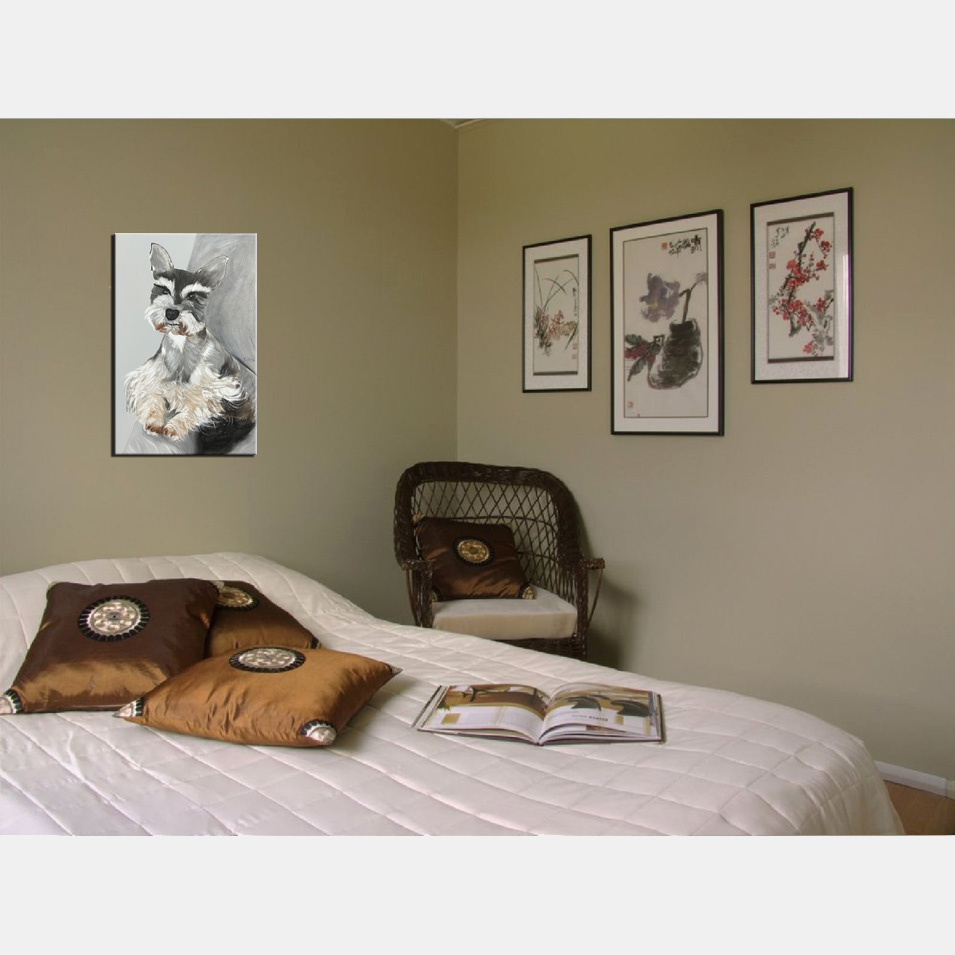Painting titled 'Sophie, dog portrait.' by Monica Fallini